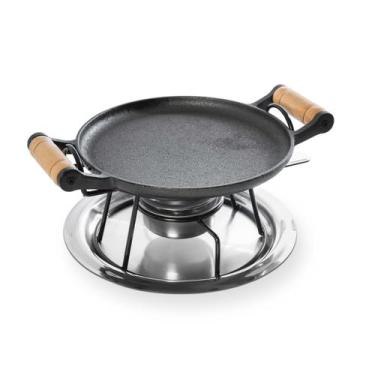 Imagem de Réchaud Redondo Chapa de Ferro Fundido Bandeja Fondue Carne - Forma