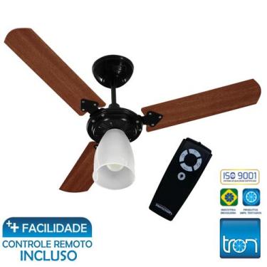 Imagem de Ventilador de Teto Tron Marbela 130w Preto c/ Controle Remoto Preto, 1