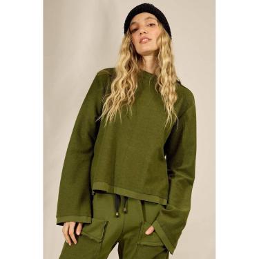 Imagem de Blusa Básica De Moletom Com Mangas Longas Verde Yacamim A23-Feminino