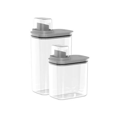 Imagem de Kit 2 Dispensers para Sabão Líquido, Pó e Amaciante - Ou Linha FLow (1,5L e 2,3L - Chumbo)