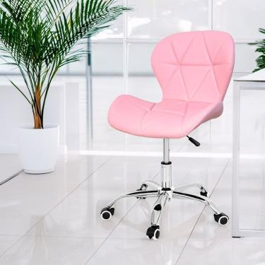 Imagem de Cadeira de Escritório com Base Giratória Estofada Slim Vegas Rosa Quartzo