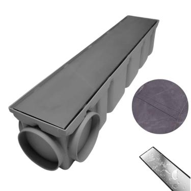 Imagem de Ralo Quintal Borda De Piscina 10x50 Modular Oculto Piso Cinza