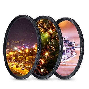 Imagem de JJC Conjunto de filtros de estrela variável de 55 mm para Nikon D3500 D3400 D5600 com kit de lentes de 18-55 mm para Sony A7 A7II A7III com kit de lente FE 28-70 mm, 4 pontos 6 pontos 8 pontos de tela cruzada com kit de filtro de efeito Starburst