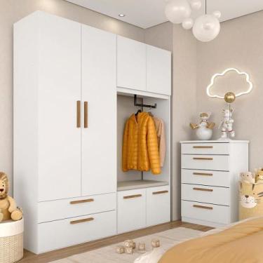 Imagem de Modulado Infantil Joy Roupeiro Com Cômoda E Puff Baú Bc/fr/l.bge - M.a