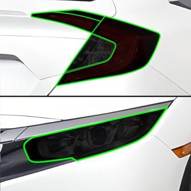 Imagem de BOGAR TECH DESIGNS Kit de tonalidade de farol traseiro completo compatível com Honda Civic Sedan 2016-2021, fumê escuro
