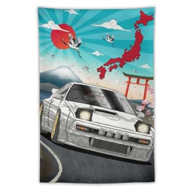 Imagem de josnmre Jdm Car Rx7 Tapeçaria de arte automotiva para pendurar na parede para quarto arte estética decoração de casa dormitório sala de aula tapeçarias de sala de estar 101,6 cm x 152,4 cm