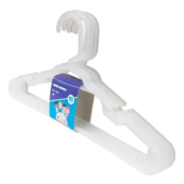 Imagem de Kit 100 Cabides Infantil Colorido Reforçado Plástico com Alças – Organização Roupas de Criança e Bebê (Transparente)