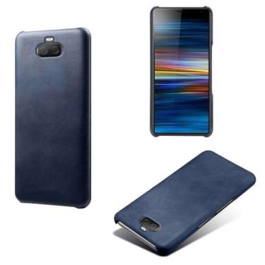 Imagem de Capa para Sony Xperia XA3 Ultra,Proteção contra quedas,Casca de volta de cor sólida simples,Design de couro de imitação de plástico-Blue