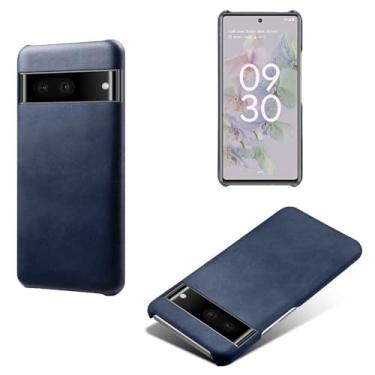 Imagem de Capa para Google Pixel 7 PRO,Proteção contra quedas,Casca de volta de cor sólida simples,Design de couro de imitação de plástico-Blue