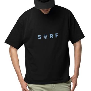 Imagem de Camiseta Oversized Masculina Preta Algodão Prime WSS Surf Blue - Web S