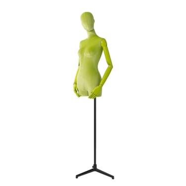 Imagem de Mannequin Manequins de varejo humano para loja de roupas, altura ajustável de 62,2 a 78,7 pol., suporte de metal para manequim, braço de madeira maciça articulado(Green,Triangle)