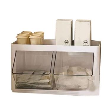 Imagem de Caixa de armazenamento de saquinho de chá montada na parede Organizador de rack de cápsula de café plástico multifuncional para escritório de canto de lanche de cozinha de (Creme branco)