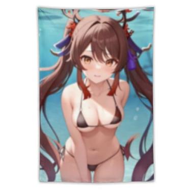 Imagem de LIEGBMEU Tapeçaria de biquíni sexy anime menina 101.6 cm x 152.4 cm interior exterior parede colcha arte decoração de tapeçaria caprichosa, AC009