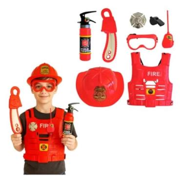 Imagem de Kit Bombeiro Policial Infantil com Capacete, Colete Extintor e Acessórios, 8 Peças, Plástico KITs BOMBEIROs COMPLETO - BRINQUEDOS INFANTIS - FAZ DE CONTA - ESTIMULA A CRIATIVIDADE - INMETRO