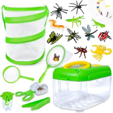 Imagem de Bbiamsleep 20 Pcs Bug Catcher Kit, Insect Bug Catching Kit Insect Bug Habitat Exploration Set with Magnified Viewer Bug Catcher Butterfly Net Tweezers Bug Cage Bug Box