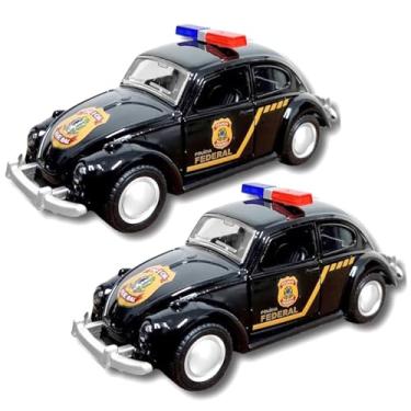 Imagem de Kit com 2 Carros de Policial Federal Clássico com Pneus de Borracha Abre Portas 12cm Escala 1:32