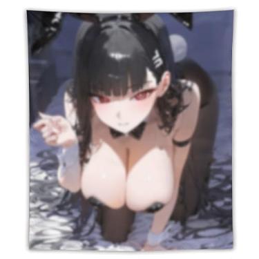 Imagem de LIEGBMEU Tapeçaria sexy de anime menina 127 x 152 cm arte de colcha de parede decoração de tapeçaria caprichosa AF180
