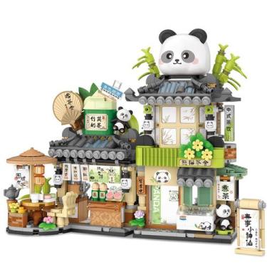 Imagem de Blocos de construção Street View Tea Shop Mini Panda 860 unidades - NE