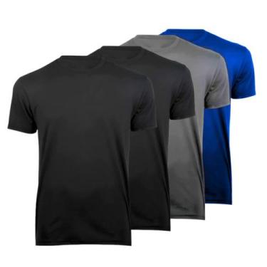 Imagem de Kit 4 Camisetas Masculinas Leves Academia Poliéster Rfl, Pto, Pto, Mar