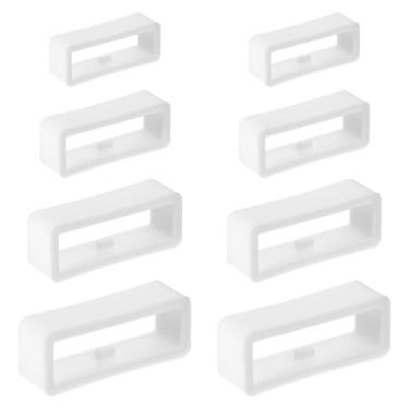 Imagem de 8 peças de suporte de pulseira de relógio, pulseira de silicone branco, suporte de pulseira para smartwatch, anéis de borracha de substituição, anéis de fixação para relógios esportivos inteligentes