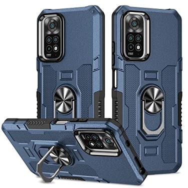 Imagem de Capa de telefone compatível com Xiaomi Redmi Note 11S/11 4G e protetor de tela de vidro temperado, suporte de anel, suporte, metal magnético, à prova de choque, Redme Note11 S Note11S, capa para