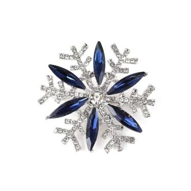 Imagem de Broche de floco de neve para mulheres strass cristal roupas elegantes chapéu bolsa saia acessórios de inverno fantasia de Natal joias presentes, Medium, Liga de aço, Sem Pedra Preciosa
