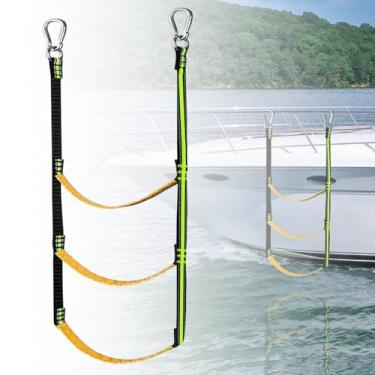 Imagem de Escada de corda dobrável de 3 degraus para barcos infláveis, caiaque, lancha, acessórios de canoagem, 83,8 cm C