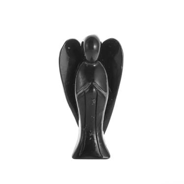 Imagem de LWQCHW Estatueta de anjo Shungite estátua esculpida à mão de anjo da guarda em pedra natural para proteção de energia de cura (7,6 cm (74 × 34 × 28 mm, aprox. 45 g))