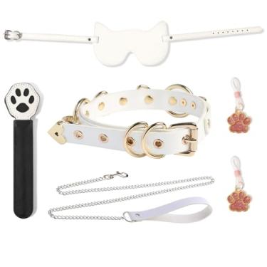 Imagem de LEWECEEO Colar gargantilha de gato lobo com máscara de gato, remo, clipe para Halloween, Natal, Adjustable, Zinco, Sem Pedra Preciosa