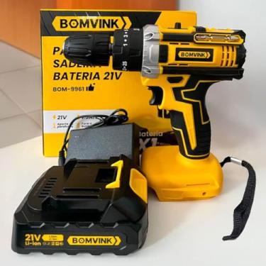 Imagem de Parafusadeira Furadeira a Bateria 21V Com Bateria Recarregável e Carregador Bivolt com Controle de Torque com Função Reverso e Trava de Segurança Para Uso Doméstico e Profissional