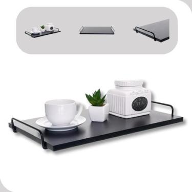 Imagem de Bandeja Decorativa Café Preta Cozinha Sala 47cm Com Alça - Metaltru