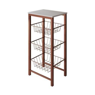 Imagem de Fruteira De Chão Cozinha Montada Aço Cobre Tampo Branco Roma Cor: Bran