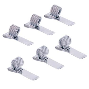 Imagem de STNRST-IN Pacote com 6 suportes de caneta para notebook, clipe de metal ajustável de mola única, suporte de prancheta de caneta portátil, organizador universal de lápis para prancheta, casa