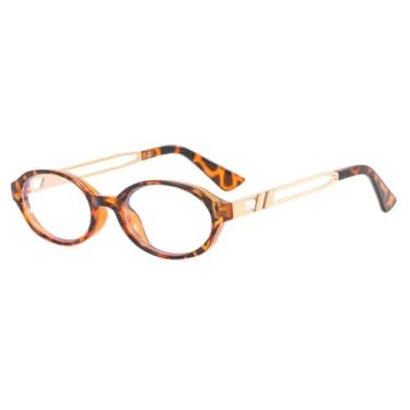 Imagem de HCHES Óculos de sol femininos com armação oval pequena, leves, UV400, para homens e mulheres, para o verão (3110-C5)