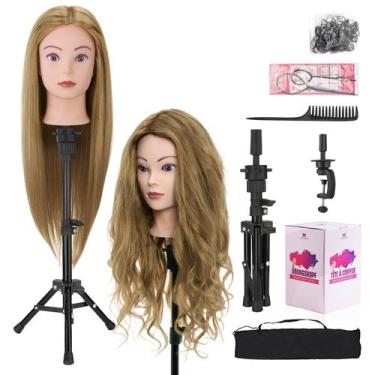 Imagem de Mannequin Head Neverland Beauty 70 cm 80% cabelo humano com suporte - 