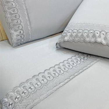 Imagem de Jogo De Cama Lençol Queen D Mais 4 Peças - Cinza - Casa Show Enxovais