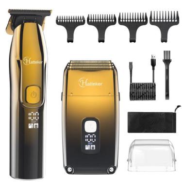 Imagem de Kit Aparador de Barbeador Elétrico Hatteker 2 em 1 para homens