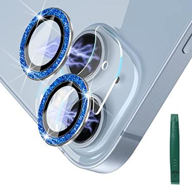 Imagem de JOLOJO Protetor de tela de vidro temperado para câmera Bling compatível com iPhone 14 (6,1 polegadas), iPhone 14 Plus (6,7 polegadas), [ultratransparente/fino] à prova de arranhões/estilhaçamento/água
