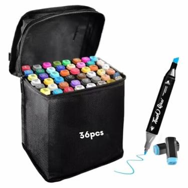 Imagem de Conjunto de Canetas Marcador Permanente Canetinhas para Colorir Touch com Ponta Dupla para Desenhos Profissional e Escolar com Duas Pontas Hidrográficas Kits com 36, 48, 80 (36 CORES)