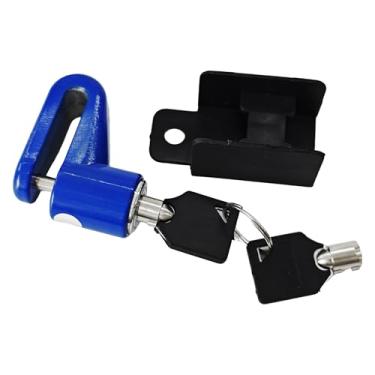 Imagem de Runseaway Trava de freio a disco de motocicleta resistente, à prova d'água, antifurto, cadeado de bloqueio de disco de segurança para scooters e ciclismo de estrada de montanha com duas chaves (azul)