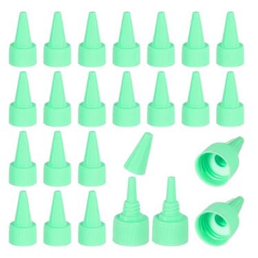 Imagem de PATIKIL 20/410 tampas giratórias, 60 peças de tampas de substituição de garrafa de plástico com junta de espuma para tampas de tinta, distribuição de cola, artesanato faça você mesmo, verde