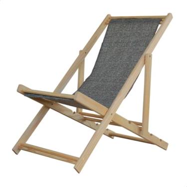 Imagem de Espreguiçadeira Dobrável em Madeira Maciça para Varanda – Reclinável, Sem Braço, Natural (Jeans)