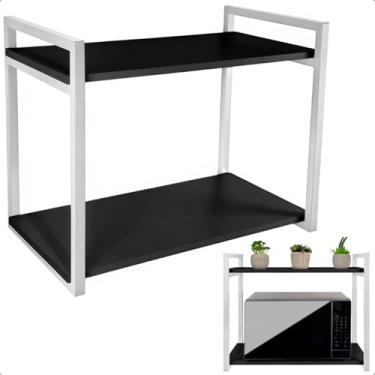 Imagem de Prateleira para Micro-ondas Suporte Nicho para Cozinha Spen (Branco/Preto)