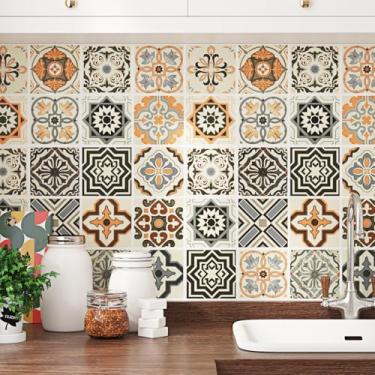 Imagem de STICKEEP Papel de parede de mosaico boêmio para papel de contato geométrico autoadesivo para cozinha 45 x 304 cm