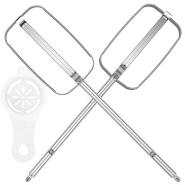 Imagem de 2 peças de batedores manuais acessórios inoxidáveis com separador de clara de ovo batedores de substituição de mão multifuncionais para alguns misturadores manuais (prata, quatro varetas x 2 ramos)