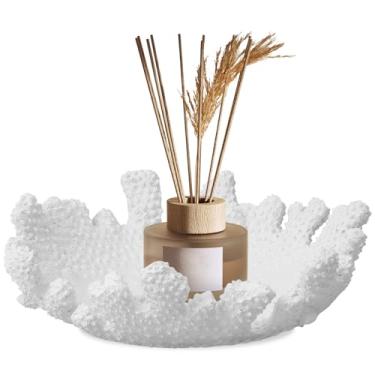 Imagem de ZFLYCANP Bandeja decorativa de resina coral, tigela decorativa de coral de forma única, enfeite de fruteira fácil de limpar para sala de jantar, decoração de sala de estar