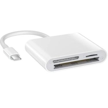 Imagem de Leitor de cartão de memória tipo C de alta velocidade multi-slot Smart Media CF/SD/TF, hub adaptador 3 em 1, acessório para leitor de cartão múltiplo