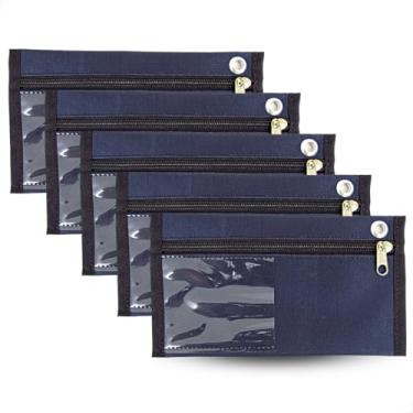 Imagem de 5 Malotes Sangria Caixa A6 Loja Contabilidade Dinheiro 20x12 cm Cor: Azul Marinho