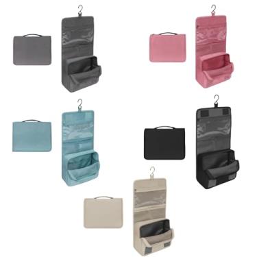 Imagem de Nécessaire Organizadora de Viagem com 9 Divisórias, 24x19x8cm, Impermeável, com Gancho e Alça (Bege)