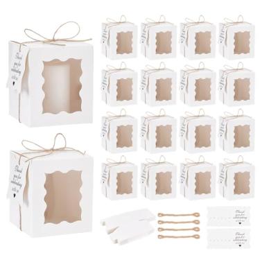 Imagem de PH PandaHall 50 caixas de presente de vela, caixas de presente de papel branco transparente de 7,6 x 7,6 x 10 cm, pequena caixa de embalagem com etiquetas e cordas para pote de vela de 283 g